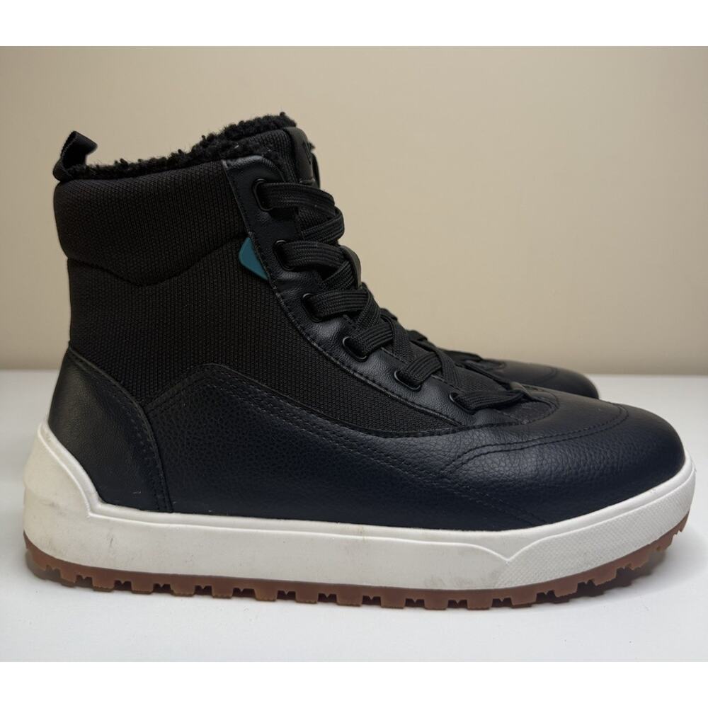 Vessi Alta Waterproof Boot Womens 9 Asphalt Black High Top Fleece Vegan Lace Up